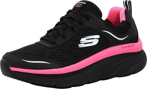 Skechers Women's D'lux Walker - Infinite Motion Shoes, Black/Hot Pink, 10 M in Saudi Arabia