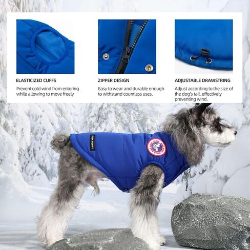 PINA Dog Winter Coat, Dog Winter Jacket with Buttons and Zipper, Dog Winter Vest Windproof and Warm, Suitable for Small to Large Dogs, Black, XXL in Kuwait