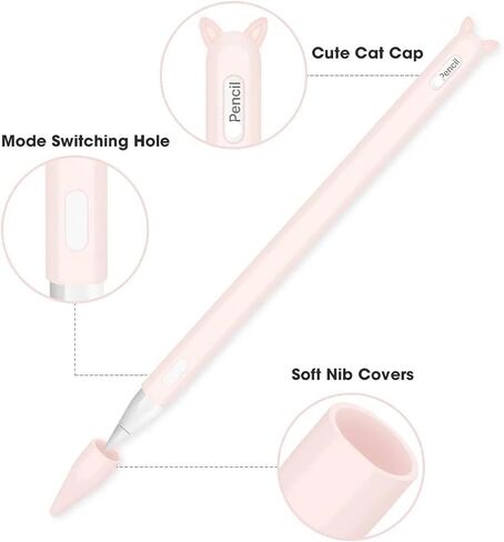 جراب من السيليكون 4Temps متوافق مع قلم Apple Stylus الجيل الثاني، 3 قطع غطاء واقي رفيع للغاية للقلم يدعم الشحن المغناطيسي والصنبور المزدوج (أسود - أرجواني - وردي) in Saudi Arabia