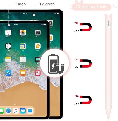 جراب من السيليكون 4Temps متوافق مع قلم Apple Stylus الجيل الثاني، 3 قطع غطاء واقي رفيع للغاية للقلم يدعم الشحن المغناطيسي والصنبور المزدوج (أسود - أرجواني - وردي) in Saudi Arabia