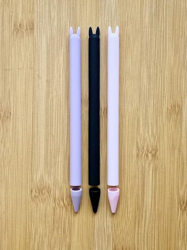 جراب من السيليكون 4Temps متوافق مع قلم Apple Stylus الجيل الثاني، 3 قطع غطاء واقي رفيع للغاية للقلم يدعم الشحن المغناطيسي والصنبور المزدوج (أسود - أرجواني - وردي) in Saudi Arabia