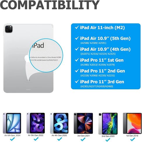 حافظة لوحة مفاتيح على الطراز السحري لجهاز iPad Air مقاس 10.9 بوصة (2022، الجيل الخامس/الرابع)، iPad Pro مقاس 11 بوصة (2022، الجيل الرابع/الثالث/الثاني/الأول) لوحة تتبع متعددة اللمس، مغناطيسية قابلة للفصل، لوحة مفاتيح بلوتوث لاسلكية (أبيض) in Saudi Arabia