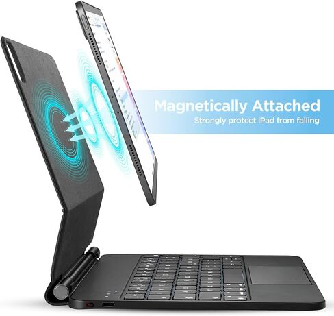 حافظة لوحة مفاتيح على الطراز السحري لجهاز iPad Air مقاس 10.9 بوصة (2022، الجيل الخامس/الرابع)، iPad Pro مقاس 11 بوصة (2022، الجيل الرابع/الثالث/الثاني/الأول) لوحة تتبع متعددة اللمس، مغناطيسية قابلة للفصل، لوحة مفاتيح بلوتوث لاسلكية (أبيض) in Saudi Arabia