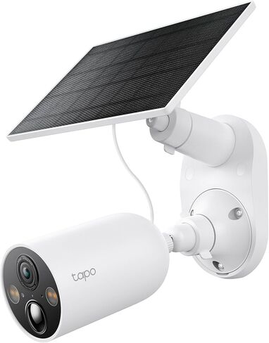 مجموعة Tapo SolarCam C403، كاميرا بطارية خارجية مع لوحة شمسية، لاسلكية، 1080 بكسل، اكتشاف مجاني للشخص، تخزين SD/سحابي، رؤية ليلية ملونة، أضواء كاشفة ومنبه مدمج، لا حاجة إلى محور، أسود in Kuwait