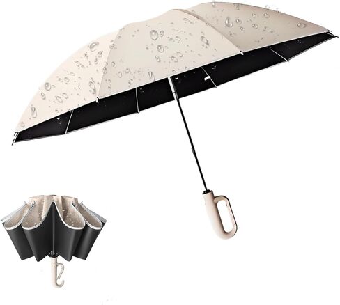 New Ring Buckle Rain or Shine Umbrella,Large Compact Reverse Umbrella for Rain and UV Protection,Sturdy Windproof, Travel Portable, Automatic Umbrella with Reflective Strip for Women Men in Saudi Arabia