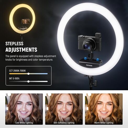 NEEWER Professional Ring Light with Stand and Phone Holder, 18 inch Ultra Thin, 45W 2900K-7000K TLCI98, Remote Shutter & App Control, Softer Lighting for Makeup Live Stream TikTok, RP18B Pro Pink in Saudi Arabia