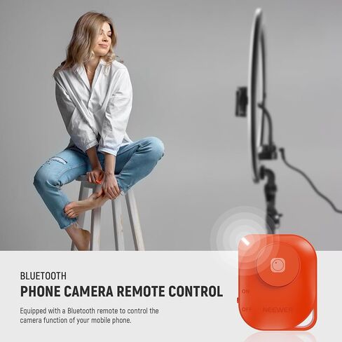 NEEWER Professional Ring Light with Stand and Phone Holder, 18 inch Ultra Thin, 45W 2900K-7000K TLCI98, Remote Shutter & App Control, Softer Lighting for Makeup Live Stream TikTok, RP18B Pro Pink in Saudi Arabia