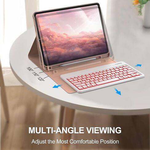 حافظة لوحة مفاتيح لجهاز iPad Air 13 بوصة (M2) 2024 / iPad Pro 12.9 بوصة 2018-3rd/2020-4th/2021-5th/2022-6th Gen، لوحة مفاتيح بلوتوث بإضاءة خلفية قابلة للفصل، حافظة ذكية رفيعة مع حامل أقلام، أسود فضائي in Saudi Arabia
