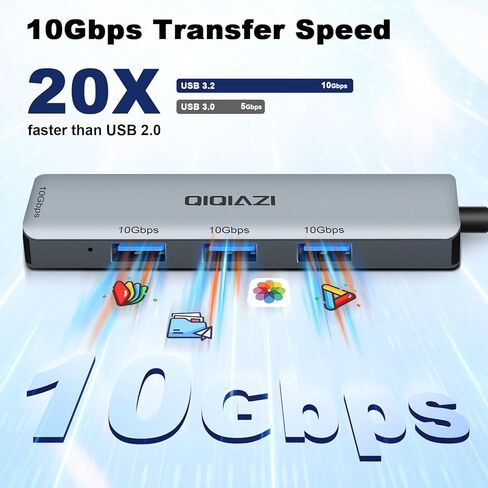 10Gbps USB 3.2 Hub, 4-Port USB A Hub with 3.3ft Extended Long Cable, USB 3.2 Gen 2 Splitter USB Expander for MacBook Pro, iMac, iPad Pro and More in Saudi Arabia