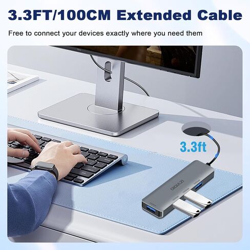 10Gbps USB 3.2 Hub, 4-Port USB A Hub with 3.3ft Extended Long Cable, USB 3.2 Gen 2 Splitter USB Expander for MacBook Pro, iMac, iPad Pro and More in Saudi Arabia