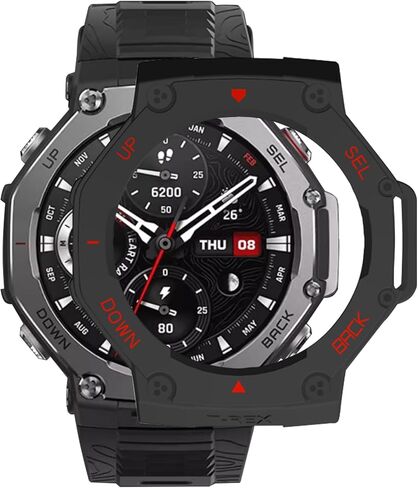 جراب واقٍ مناسب لـ Amazfit T-Rex 3، غطاء حماية من البولي كربونات الصلب المقاوم للصدمات وغطاء حماية لساعة Amazfit T-Rex 3 A2322 الذكية (أسود) in Saudi Arabia