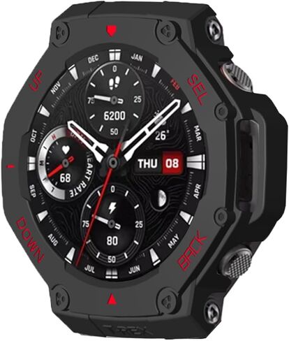 جراب واقٍ مناسب لـ Amazfit T-Rex 3، غطاء حماية من البولي كربونات الصلب المقاوم للصدمات وغطاء حماية لساعة Amazfit T-Rex 3 A2322 الذكية (أسود) in Saudi Arabia