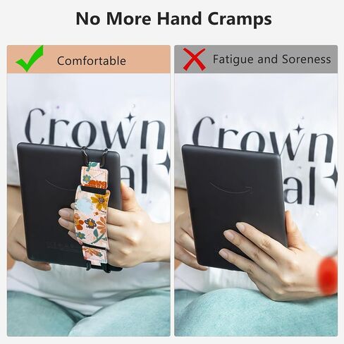 حزام يد آمن من CoBak لأجهزة Kindle Paperwhite والأجهزة اللوحية - حامل قبضة أصابع متعدد الاستخدامات وخفيف الوزن لأجهزة Kindle/Kobo/Voyaga/Lenovo/أجهزة لوحية أخرى مقاس 6.8-9 بوصات - مرونة عالية، برتقالي-2 in Saudi Arabia