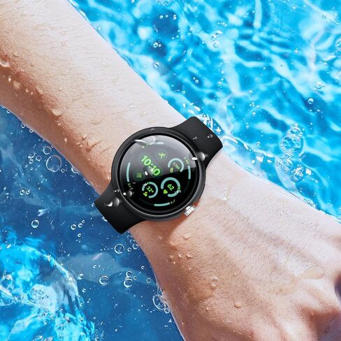 عبوة من 3 قطع متوافقة مع ساعة Google Pixel Watch 3 (2024) مقاس 45 مم، حافظة حماية كاملة من البولي كربونات الصلب مع زجاج مقسى رفيع حساس للمس لساعة Pixel 3 - أسود + شفاف + فضي in Kuwait