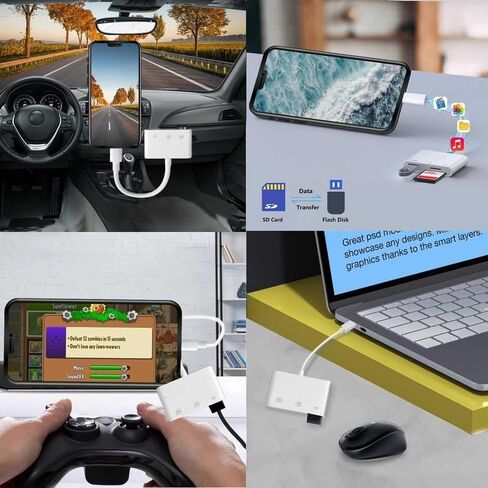 قارئ بطاقة SD USB C 3 في 1 محول قارئ بطاقات كاميرا USB من النوع C مع SD Micro SD USB 3 منافذ لهاتف iPhone 15/iPad/Mac/الكمبيوتر المحمول، ومحول بطاقة ذاكرة USB-C/Type C لأجهزة iMac وiPad Pro Air Mini وMacBook برو in Kuwait