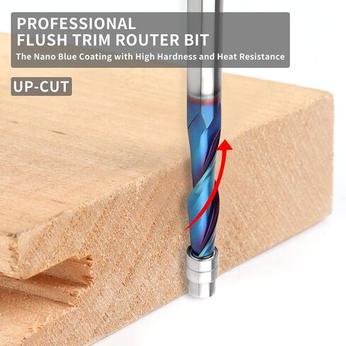 5PCS 1/4 Inch Shank Spiral Flush Trim Router Bit, Upcut/Downcut/Compression Solid Carbide CNC Router Bits for Wood Trimming in Saudi Arabia