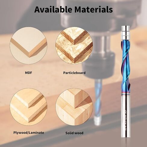 5PCS 1/4 Inch Shank Spiral Flush Trim Router Bit, Upcut/Downcut/Compression Solid Carbide CNC Router Bits for Wood Trimming in Saudi Arabia