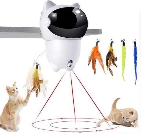 AOZBZ Cat Toys, Clip-on Interactive Cat Toy with Spinning Feathers Rechargeable Robotic Cat Interactive Toy for Indoor Cats, Kittens, Dogs in Saudi Arabia