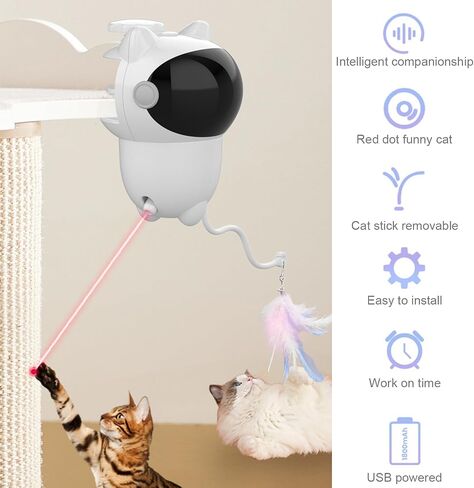AOZBZ Cat Toys, Clip-on Interactive Cat Toy with Spinning Feathers Rechargeable Robotic Cat Interactive Toy for Indoor Cats, Kittens, Dogs in Saudi Arabia