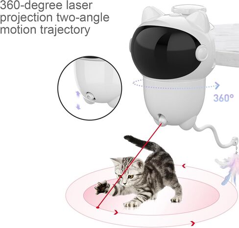 AOZBZ Cat Toys, Clip-on Interactive Cat Toy with Spinning Feathers Rechargeable Robotic Cat Interactive Toy for Indoor Cats, Kittens, Dogs in Saudi Arabia
