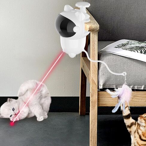 AOZBZ Cat Toys, Clip-on Interactive Cat Toy with Spinning Feathers Rechargeable Robotic Cat Interactive Toy for Indoor Cats, Kittens, Dogs in Saudi Arabia