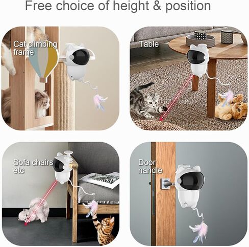 AOZBZ Cat Toys, Clip-on Interactive Cat Toy with Spinning Feathers Rechargeable Robotic Cat Interactive Toy for Indoor Cats, Kittens, Dogs in Saudi Arabia