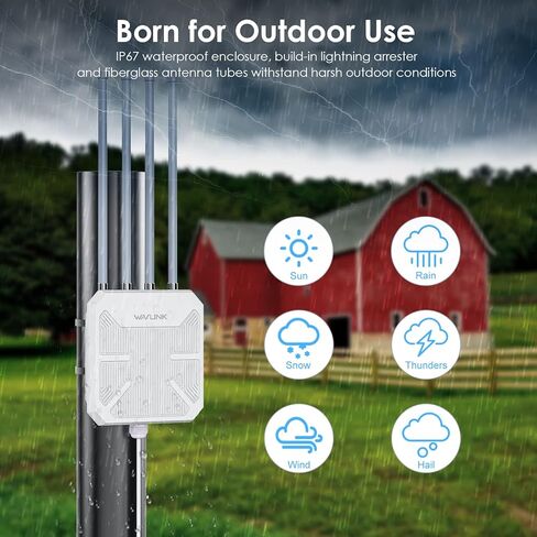 WAVLINK Outdoor AX1800 WiFi 6 Mesh Router, Dual Band 2.4G+5G Outdoor Long Range WiFi Extender with PoE, IP67 Waterproof, 4x8dBi High-gain Antennas WiFi Signal Booster, Capacity for 256 Devices in Saudi Arabia