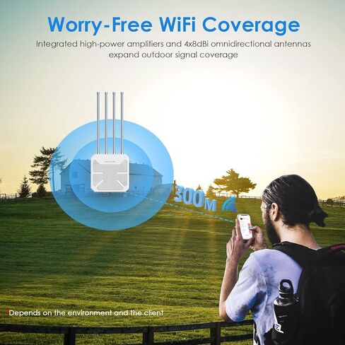 WAVLINK Outdoor AX1800 WiFi 6 Mesh Router, Dual Band 2.4G+5G Outdoor Long Range WiFi Extender with PoE, IP67 Waterproof, 4x8dBi High-gain Antennas WiFi Signal Booster, Capacity for 256 Devices in Saudi Arabia