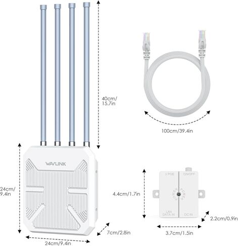 WAVLINK Outdoor AX1800 WiFi 6 Mesh Router, Dual Band 2.4G+5G Outdoor Long Range WiFi Extender with PoE, IP67 Waterproof, 4x8dBi High-gain Antennas WiFi Signal Booster, Capacity for 256 Devices in Saudi Arabia