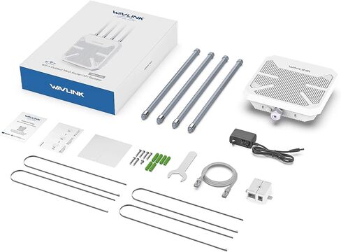 WAVLINK Outdoor AX1800 WiFi 6 Mesh Router, Dual Band 2.4G+5G Outdoor Long Range WiFi Extender with PoE, IP67 Waterproof, 4x8dBi High-gain Antennas WiFi Signal Booster, Capacity for 256 Devices in Saudi Arabia