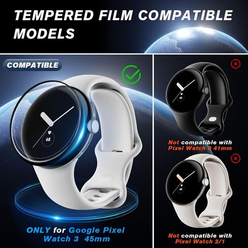 4 عبوات من واقي شاشة الساعة لساعة Google Pixel 3 مقاس 45 مم، فيلم PMMA (ليس زجاجًا مقسى) رفيع للغاية وعالي الدقة وحساسية عالية وتغطية كاملة مضادة للخدش in Kuwait
