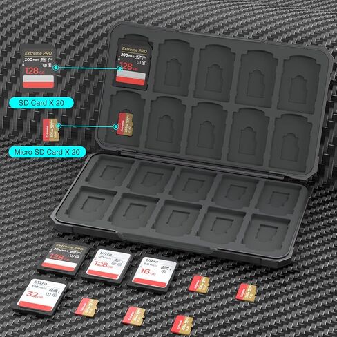 SD Card Holder Memory Card Case for SD SDHC SDXC TF Card, SD Cards Storage Organizer for 20 SD Cards and 20 Micro SD Cards. (Red) in Kuwait