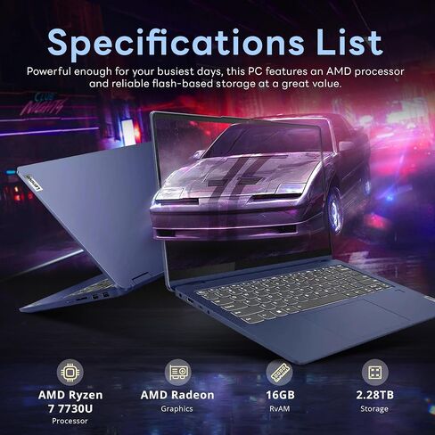 Lenovo Flex 5 14" Touchscreen 2-in-1 Laptop, AMD Ryzen 7 7730U, 16GB RAM, 2.28TB Storage(2TB SSD+288GB Docking Station), AMD Radeon Graphics, Backlit Keyboard, Fingerprint, Wi-Fi 6, Win 11 Pro, Blue in Saudi Arabia