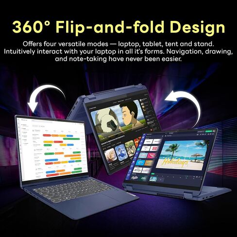 Lenovo Flex 5 14" Touchscreen 2-in-1 Laptop, AMD Ryzen 7 7730U, 16GB RAM, 2.28TB Storage(2TB SSD+288GB Docking Station), AMD Radeon Graphics, Backlit Keyboard, Fingerprint, Wi-Fi 6, Win 11 Pro, Blue in Saudi Arabia