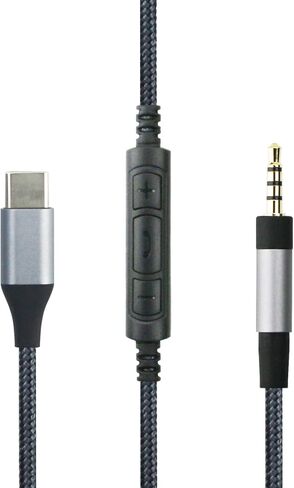 كابل صوت NewFantasia USB C متوافق مع Sennheiser PXC550، PXC550-II، PXC480، Momentum 4، سماعات ACCENTUM Plus، ميكروفون للتحكم عن بعد متوافق مع iPhone 16/15/Pro/plus متوافق مع iPad in Kuwait