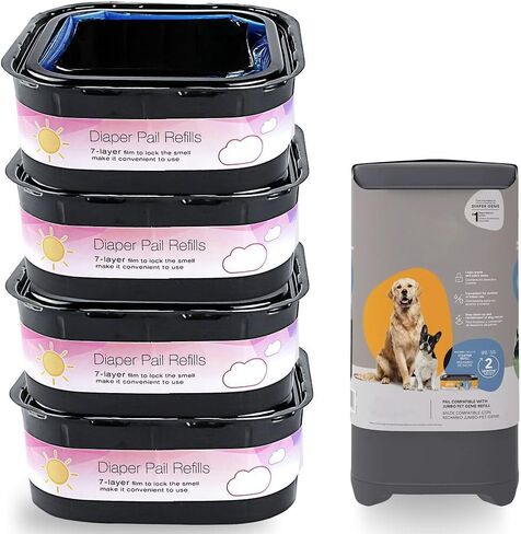 4 قطع من أكياس نفايات الحيوانات الأليفة القابلة لإعادة الملء من جامبو، 4 قطع، متوافقة مع سلة مهملات مخلفات الكلاب من جيني، أكياس نفايات الكلاب الأليفة، التخلص من نفايات الكلاب in Kuwait