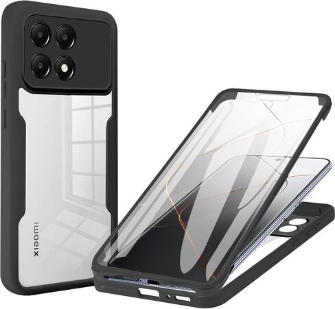360°All-Inclusive Case for Xiaomi Poco F6 Pro/Redmi K70/ K70 Pro, [Built in Screen Protector] Dual Layer Full Body Shockproof Dustproof Clear Phone Case for Xiaomi Poco F6 Pro QB-Black in Saudi Arabia