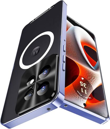 حافظة QUIETIP متوافقة مع Motorola Edge 50 Pro مع واقي شاشة، متوافقة مع حافظات MagSafe بإطار معدني + غطاء حماية خلفي متجمد من البولي كربونات، أسود in Kuwait