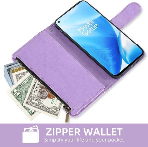 Asuwish Phone Case for OnePlus Nord N200 5G Wallet Cell Cover with Screen Protector Lanyard Wrist Strap Mandala Flower Card Holder One Plus N 200 G5 1 Plus 200N 1plus One+ 1+ N2005G 2021 Girls Purple in Saudi Arabia