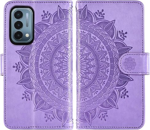 Asuwish Phone Case for OnePlus Nord N200 5G Wallet Cell Cover with Screen Protector Lanyard Wrist Strap Mandala Flower Card Holder One Plus N 200 G5 1 Plus 200N 1plus One+ 1+ N2005G 2021 Girls Purple in Saudi Arabia