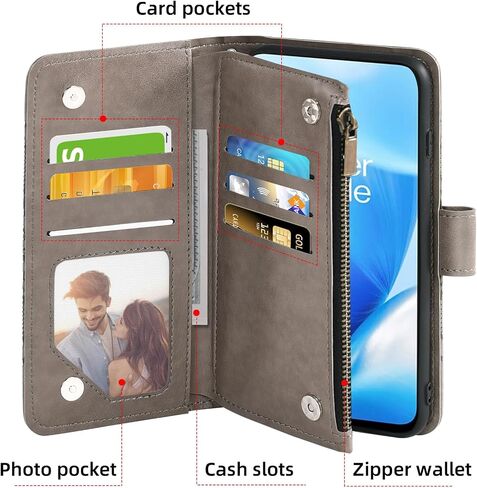 Asuwish Phone Case for OnePlus Nord N200 5G Wallet Cell Cover with Screen Protector Lanyard Wrist Strap Mandala Flower Card Holder One Plus N 200 G5 1 Plus 200N 1plus One+ 1+ N2005G 2021 Girls Purple in Saudi Arabia