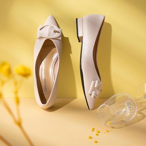 سي بارافانو حذاء مسطح للنساء | باليه للأحذية النسائية | حذاء مسطح بمقدمة مدببة | أحذية جلدية مسطحة للنساء | أحذية نسائية مسطحة سهلة الارتداء | حذاء مسطح للعمل للنساء (مقاس 8.5، أبيض) in Kuwait