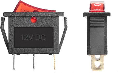 QTEATAK KCD3 SPST On/Off 3-Pin 2-Position Snap DC 12V-24V 30A Green LED Boat Rocker Toggle Switch - 5 عبوات (فقط لـ DC12-24V) in Kuwait