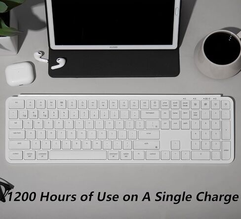 Keychron B6 Pro Full-Size Ultra-Slim Wireless ZMK Custom Keyboard, Triple-Mode 2.4 G/Bluetooth 5.2/Wired Programmable, Lightweight Quiet Key with Numeric Keypad for Mac/Windows, Ivory White in Saudi Arabia