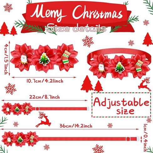 24 Pieces Christmas Dog Flower Collar Dog Bowties Adjustable Dog Collar Flower Artificial Diamond Flower Collar Christmas Dog Bow Collar Xmas Dog Accessories for Dogs Cats Pets (Elegant Style) in Saudi Arabia