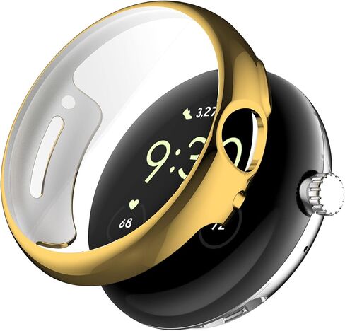Wugongyan Screen Protector Case Compatible with Google Pixel Watch/Pixel Watch 2/Pixel Watch 3 41mm 45mm Soft TPU Protective Cover (Gold, 45mm) in Saudi Arabia