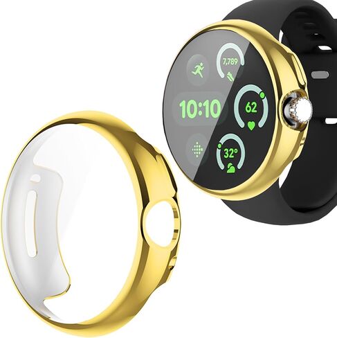 Wugongyan Screen Protector Case Compatible with Google Pixel Watch/Pixel Watch 2/Pixel Watch 3 41mm 45mm Soft TPU Protective Cover (Gold, 45mm) in Saudi Arabia