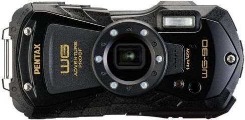 كاميرا مدمجة PENTAX WG-90، باللون الأسود مع حقيبة أدوات تنظيف الملحقات وبطاقة ذاكرة Ultra SDXC UHS-I سعة 64 جيجابايت (3 عناصر) in Saudi Arabia