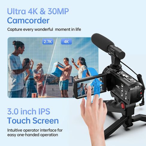 2.7K Video Camera Camcorder 48MP 18X Digital Video Camera for YouTube 3.0'' 270 Degree Rotation Screen in Saudi Arabia