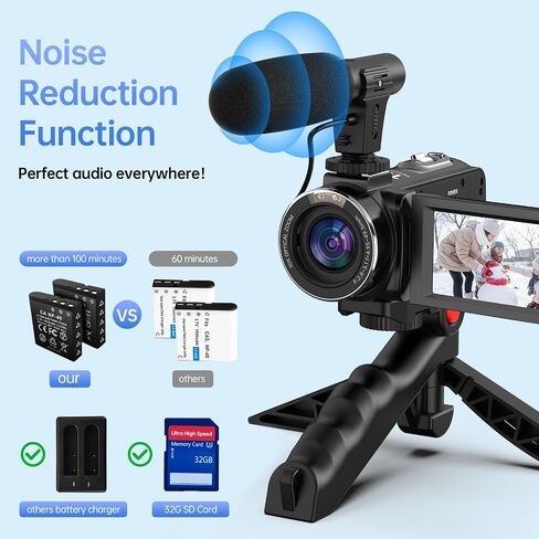 2.7K Video Camera Camcorder 48MP 18X Digital Video Camera for YouTube 3.0'' 270 Degree Rotation Screen in Saudi Arabia